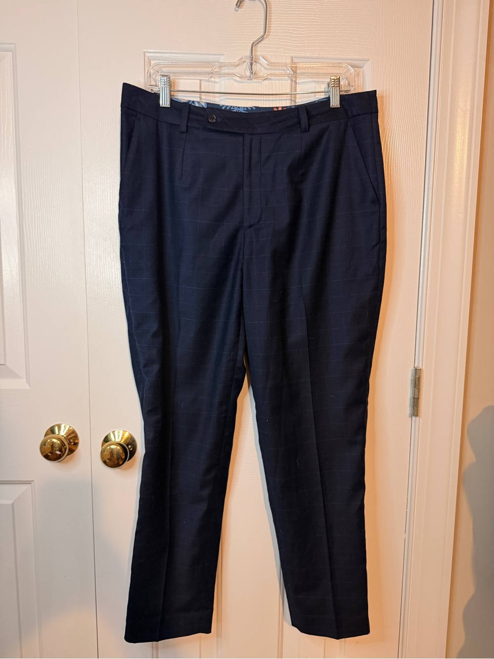 Peter Millar Navy Windowpane Dress Pants
